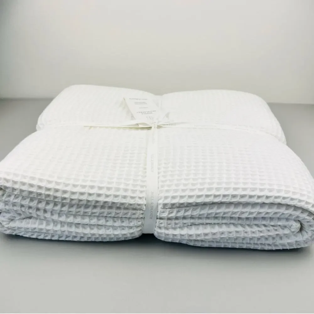 Boll & Branch Bed Blanket Waffle Weave FULL/QUEEN WHITE Organic Cotton NWT